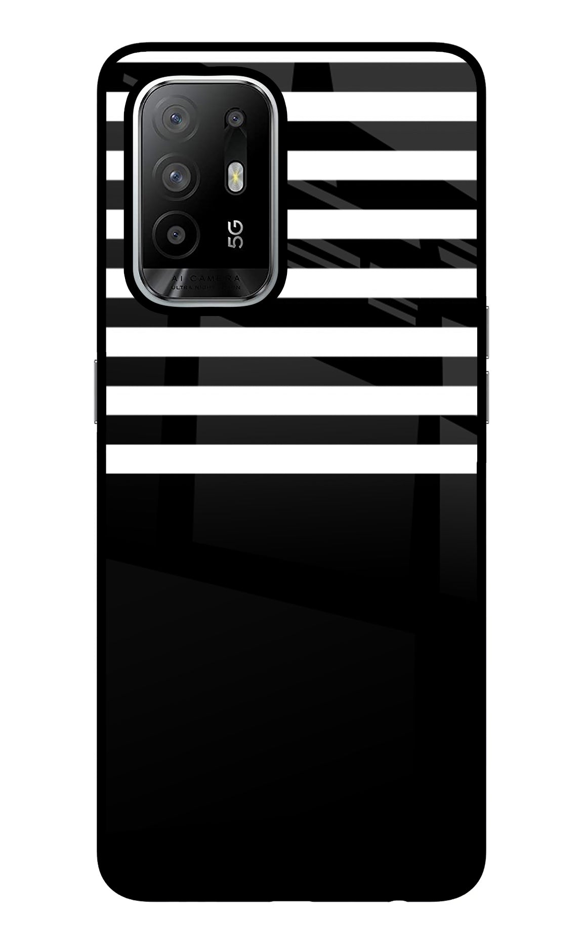 Black and White Print Oppo F19 Pro+ Glass Case