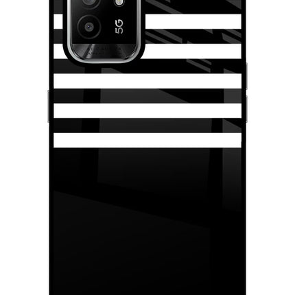 Black and White Print Oppo F19 Pro+ Glass Case Back Cover by Casekaro