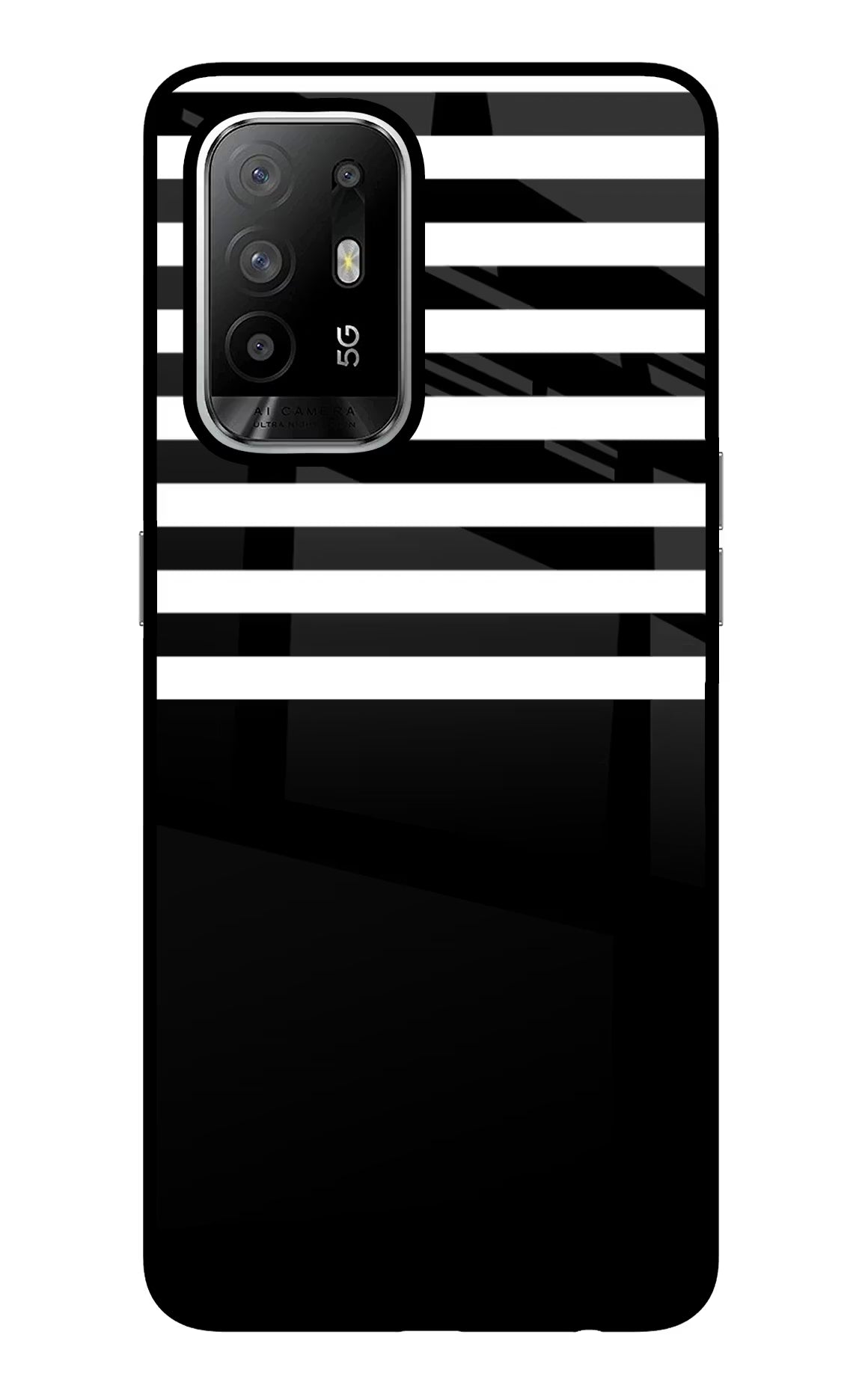 Black and White Print Oppo F19 Pro+ Glass Case Back Cover by Casekaro