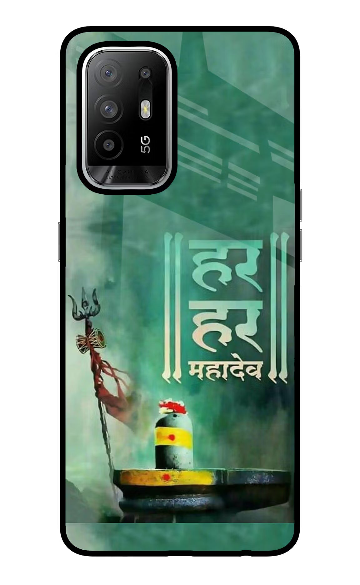 Har Har Mahadev Shivling Oppo F19 Pro+ Glass Case Back Cover by Casekaro