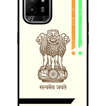 Satyamev Jayate Brown Logo Oppo F19 Pro+ Glass Case Back Cover by Casekaro