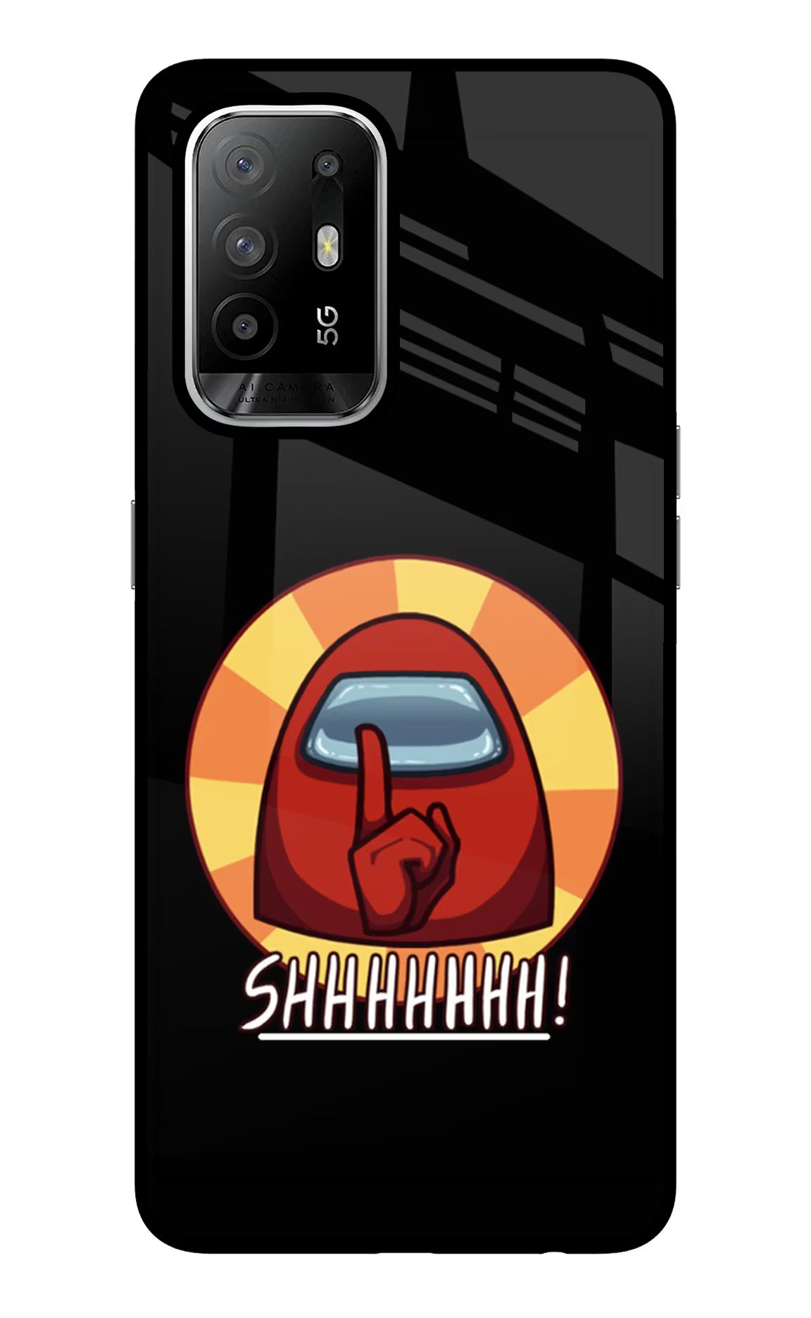 Among Us Shhh! Oppo F19 Pro+ Glass Case Back Cover by Casekaro