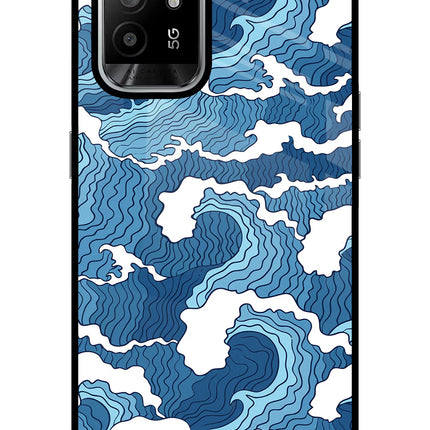 Blue Waves Oppo F19 Pro+ Glass Case Back Cover by Casekaro