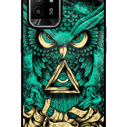 Green Owl Oppo F19 Pro+ Glass Case Back Cover by Casekaro