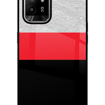 Tri Color Pattern Oppo F19 Pro+ Glass Case Back Cover by Casekaro