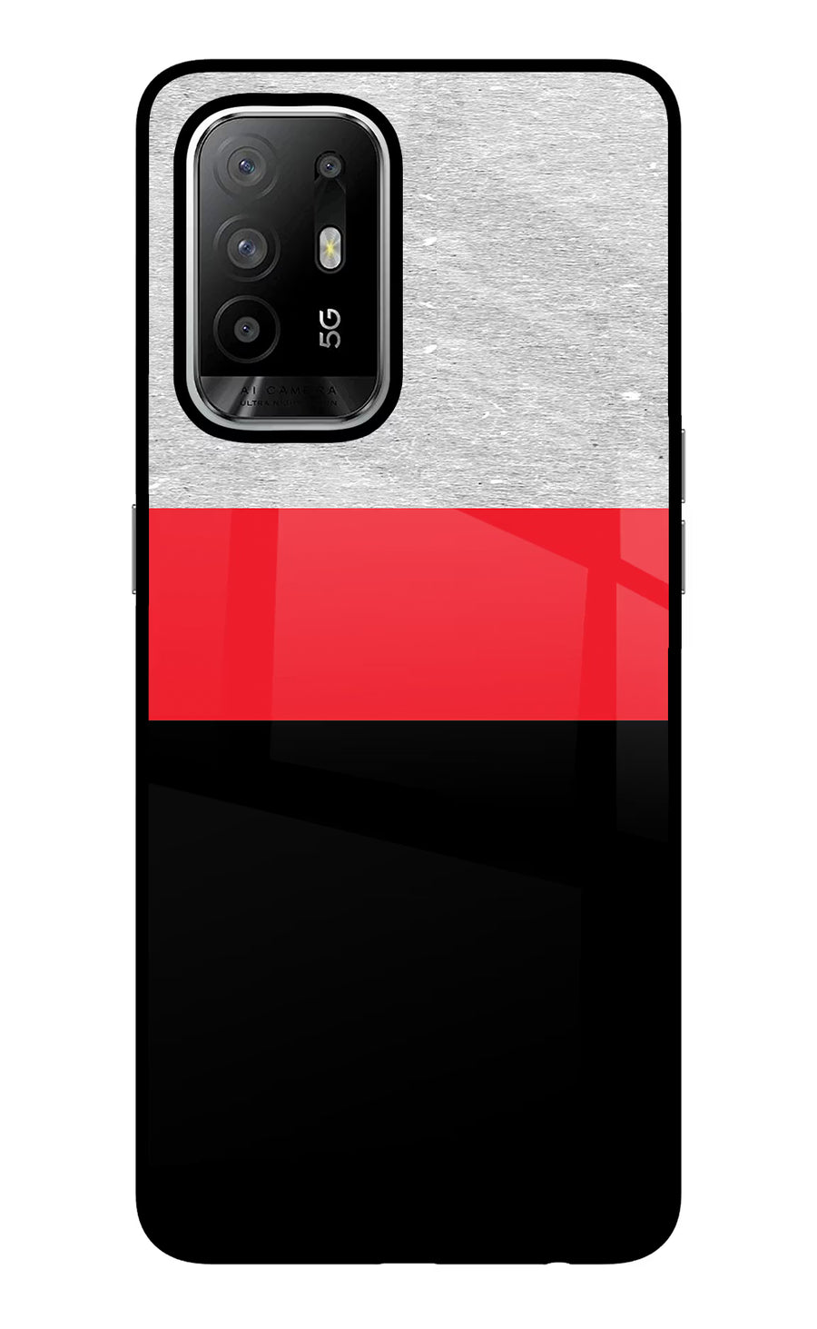 Tri Color Pattern Oppo F19 Pro+ Back Cover, Glass case