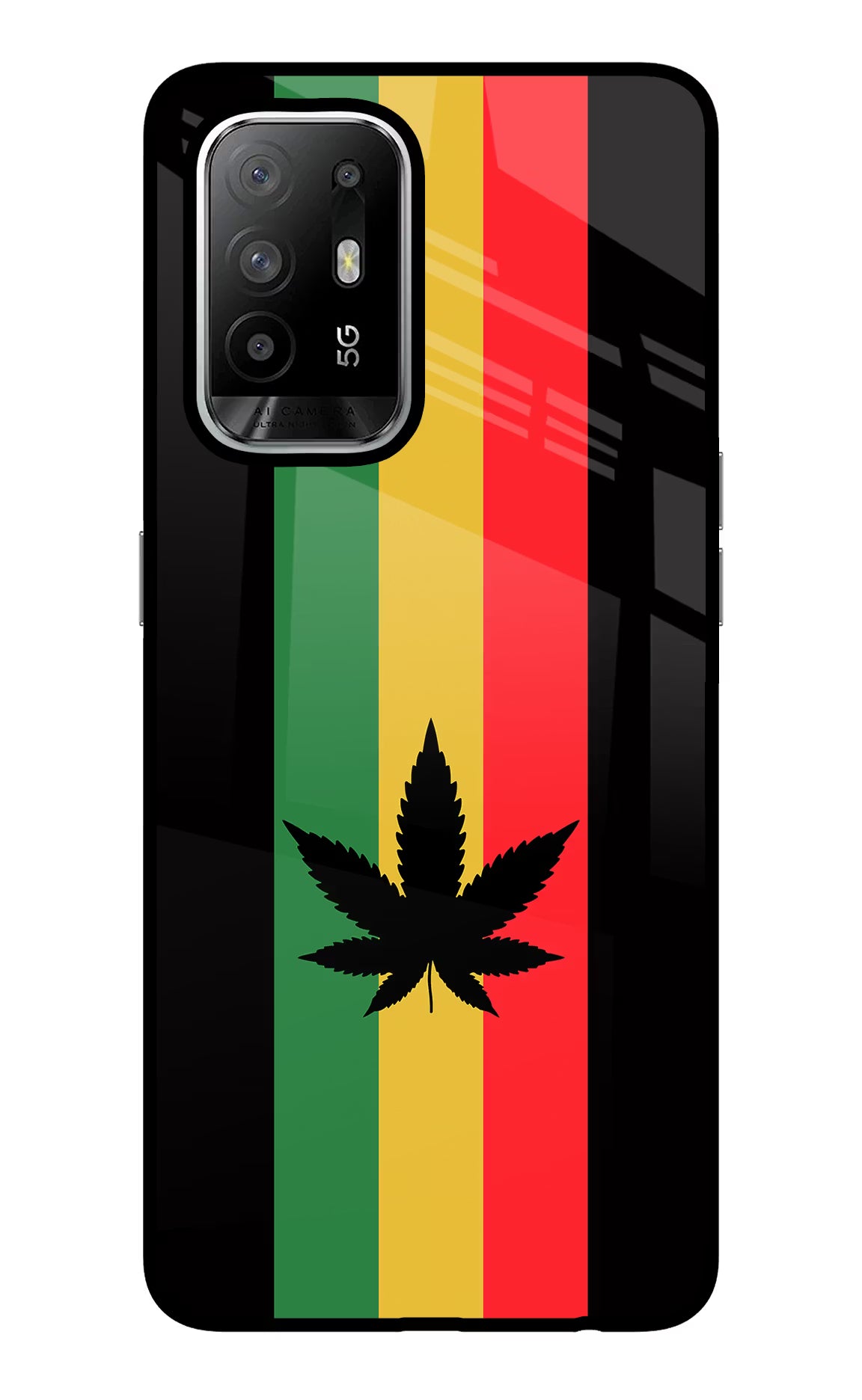 Weed Flag Oppo F19 Pro+ Glass Case Back Cover by Casekaro