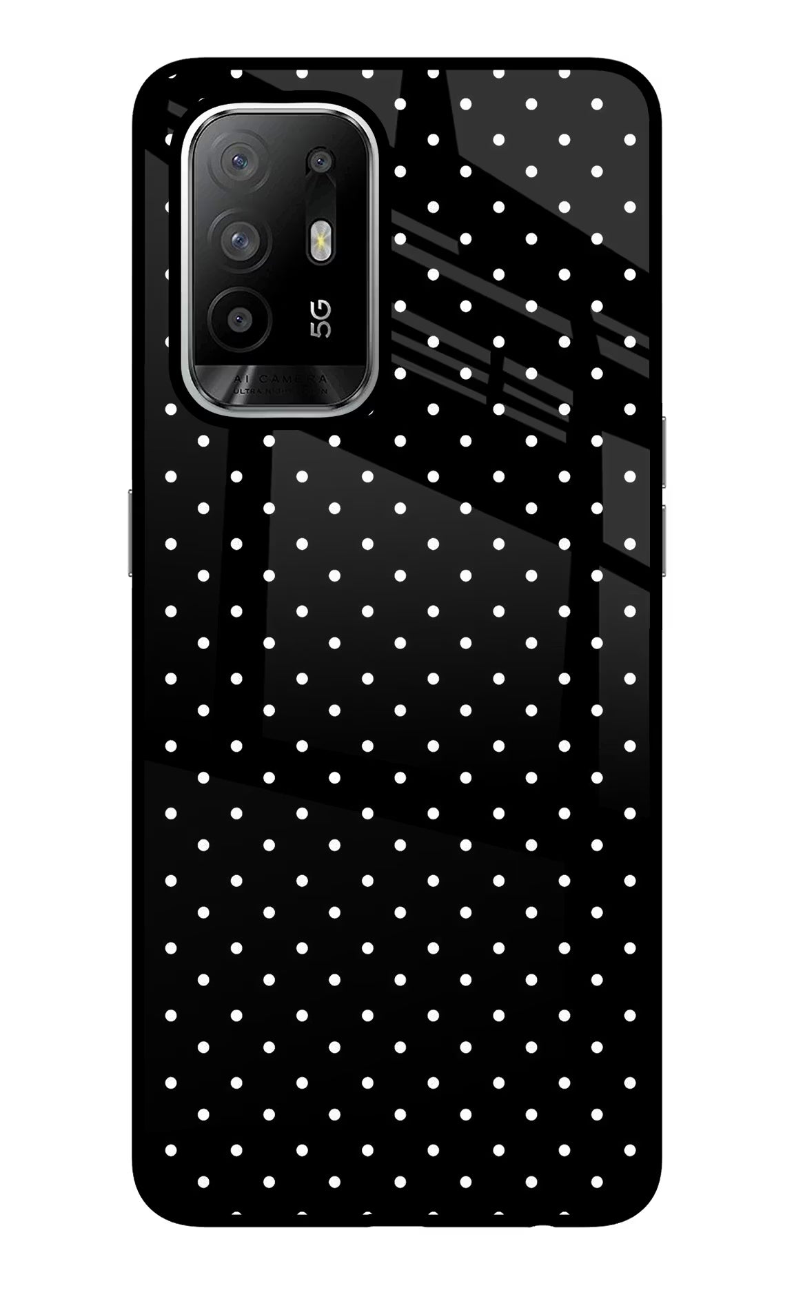White Dots Oppo F19 Pro+ Glass Case Back Cover by Casekaro