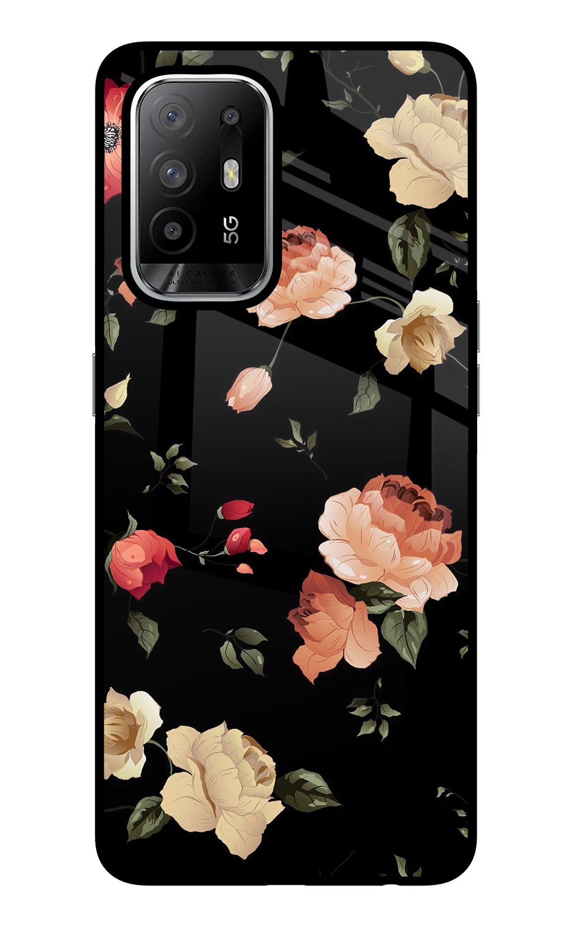Flowers Oppo F19 Pro+ Glass Case Back Cover by Casekaro