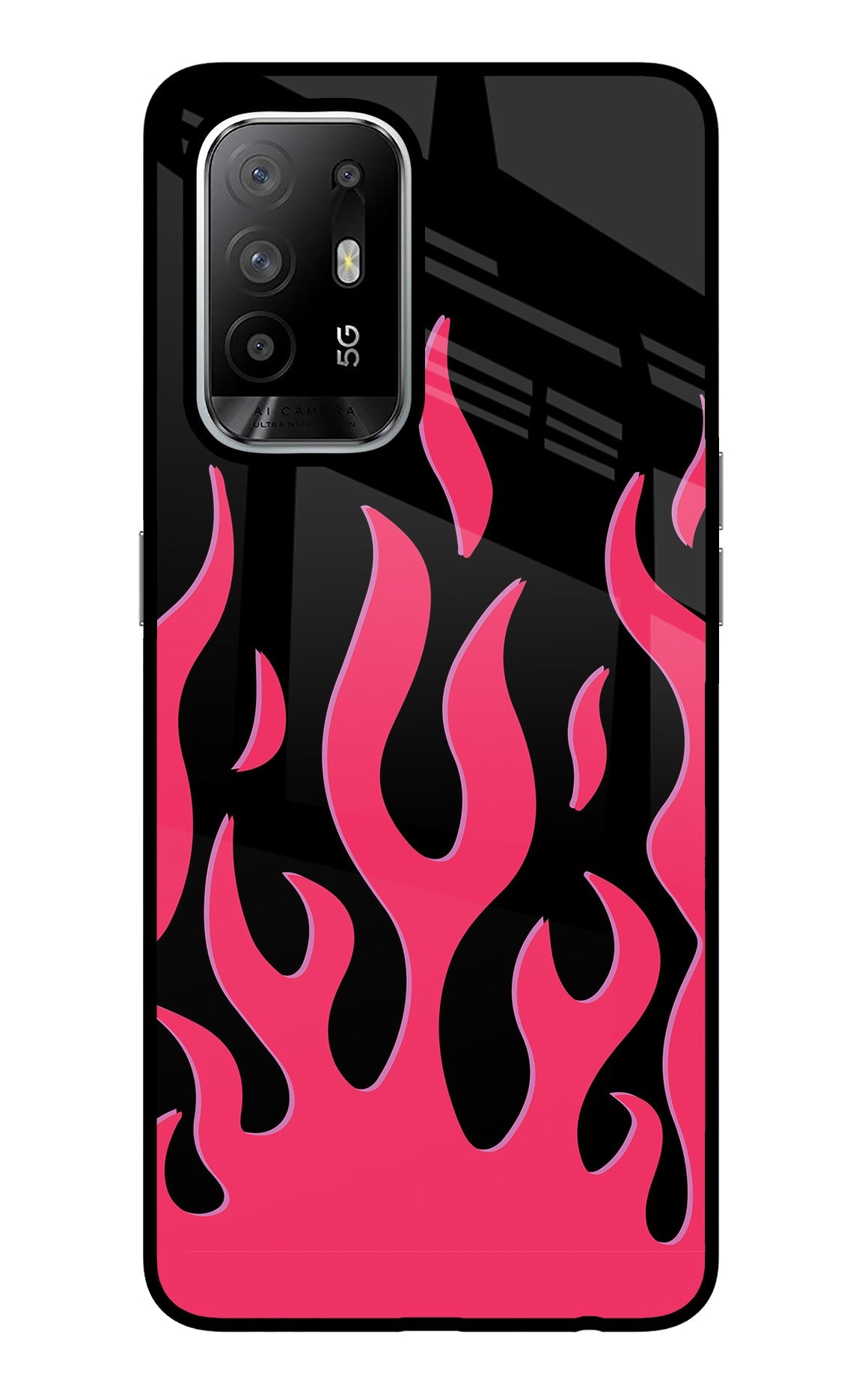 Fire Flames Oppo F19 Pro+ Glass Case