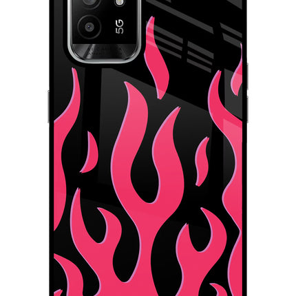 Fire Flames Oppo F19 Pro+ Glass Case Back Cover by Casekaro