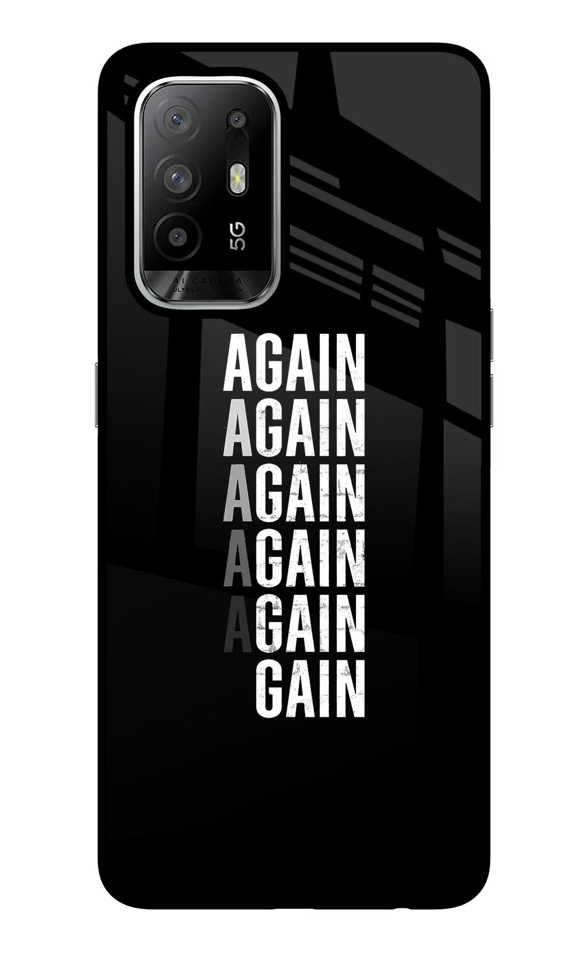 Again Again Gain Oppo F19 Pro+ Glass Case Back Cover by Casekaro