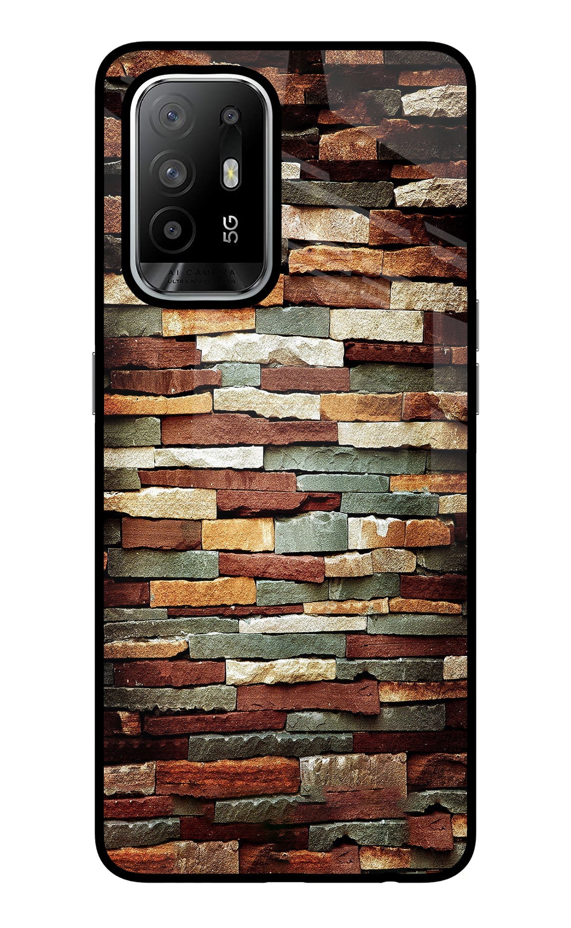 Bricks Pattern Oppo F19 Pro+ Glass Case