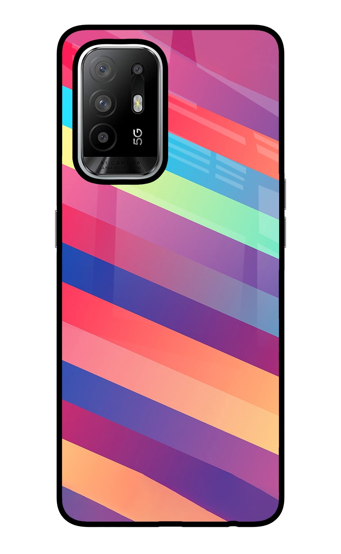 Stripes color Oppo F19 Pro+ Glass Case