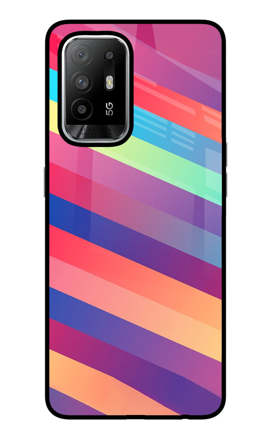 Stripes color Oppo F19 Pro+ Glass Case