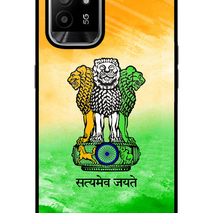 Satyamev Jayate Flag Oppo F19 Pro+ Glass Case Back Cover by Casekaro