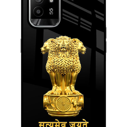 Satyamev Jayate Golden Oppo F19 Pro+ Glass Case