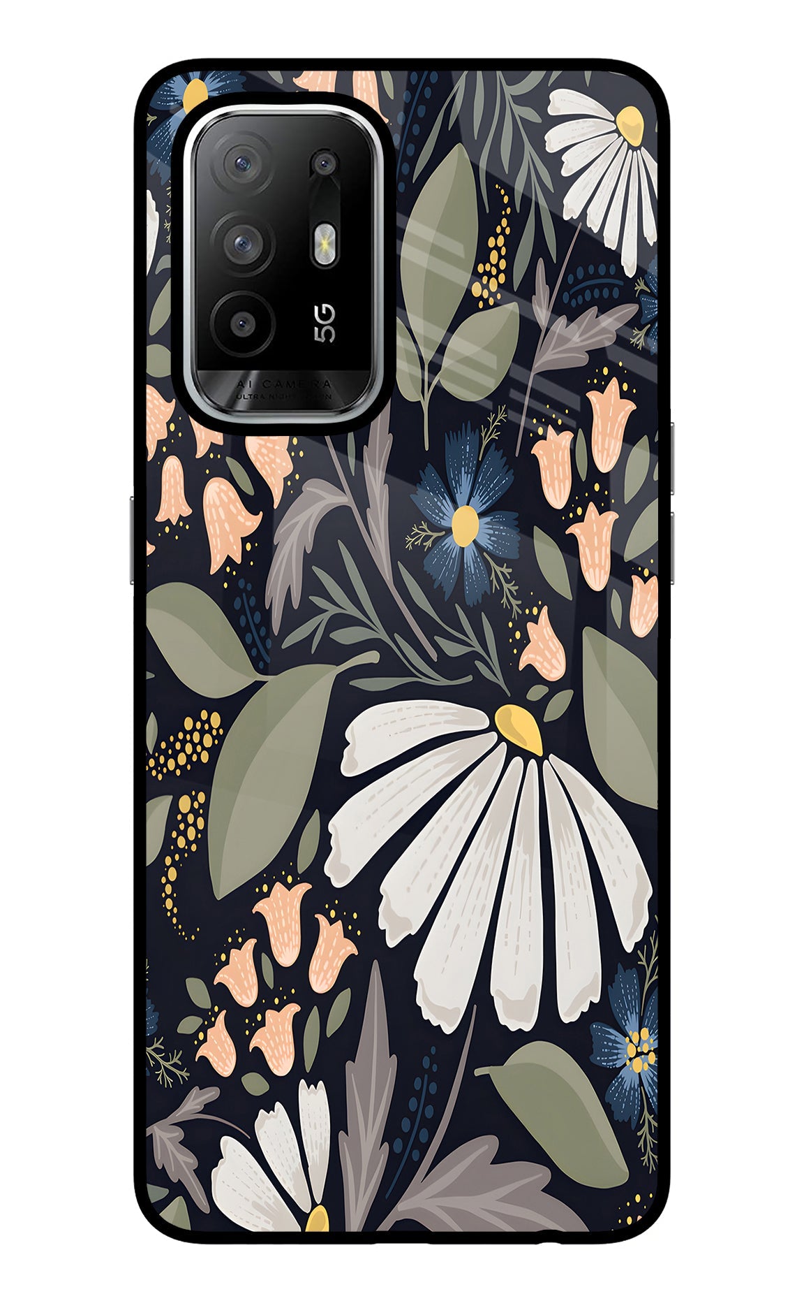 Flowers Art Oppo F19 Pro+ Glass Case