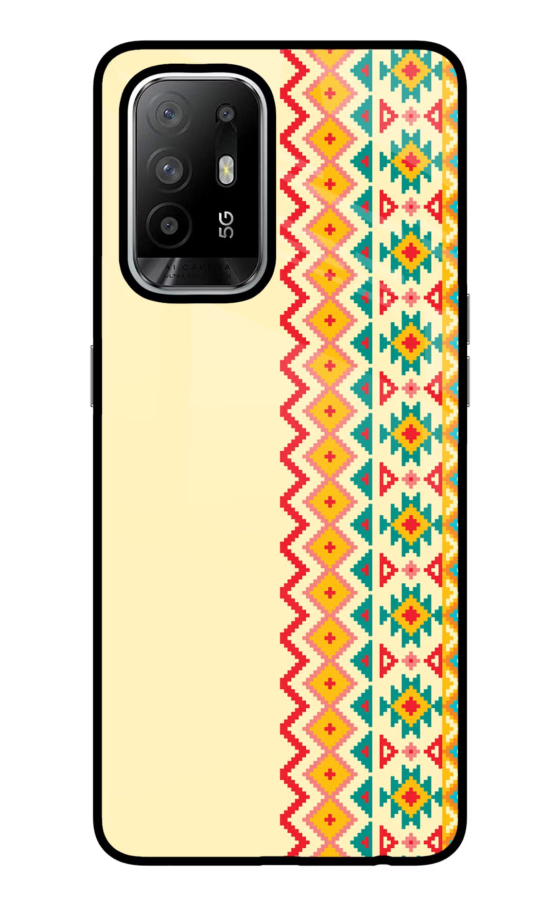 Ethnic Seamless Oppo F19 Pro+ Glass Case Back Cover by Casekaro