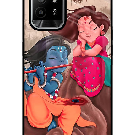 Radhe Krishna Oppo F19 Pro+ Glass Case Back Cover by Casekaro