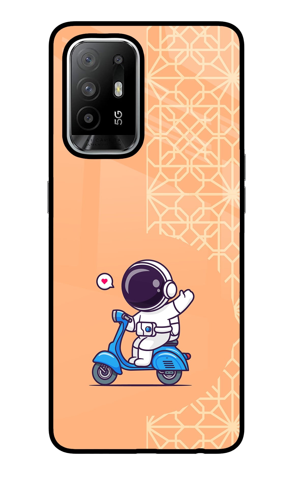 Cute Astronaut Riding Oppo F19 Pro+ Glass Case