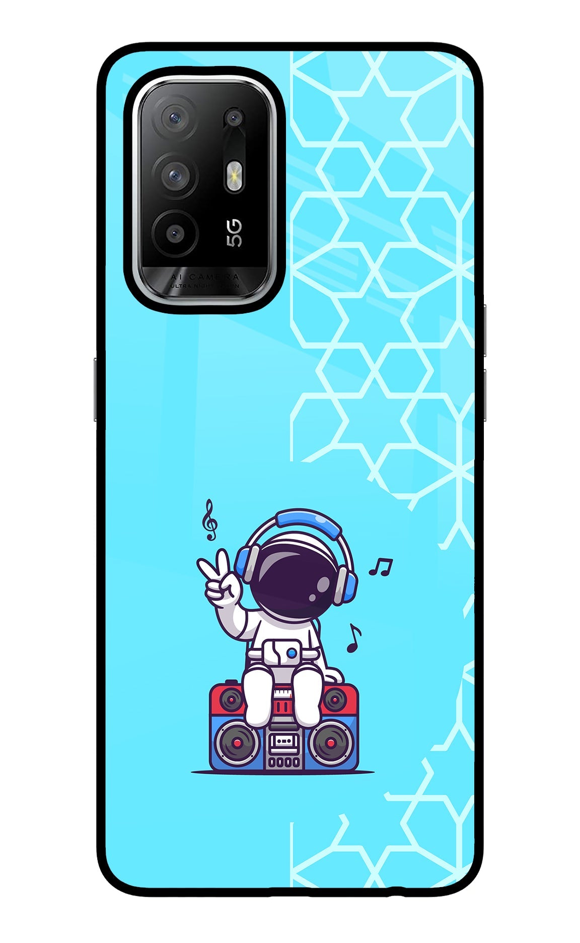 Cute Astronaut Chilling Oppo F19 Pro+ Glass Case