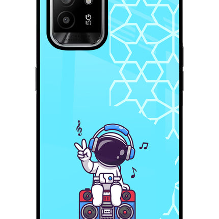 Cute Astronaut Chilling Oppo F19 Pro+ Glass Case Back Cover by Casekaro