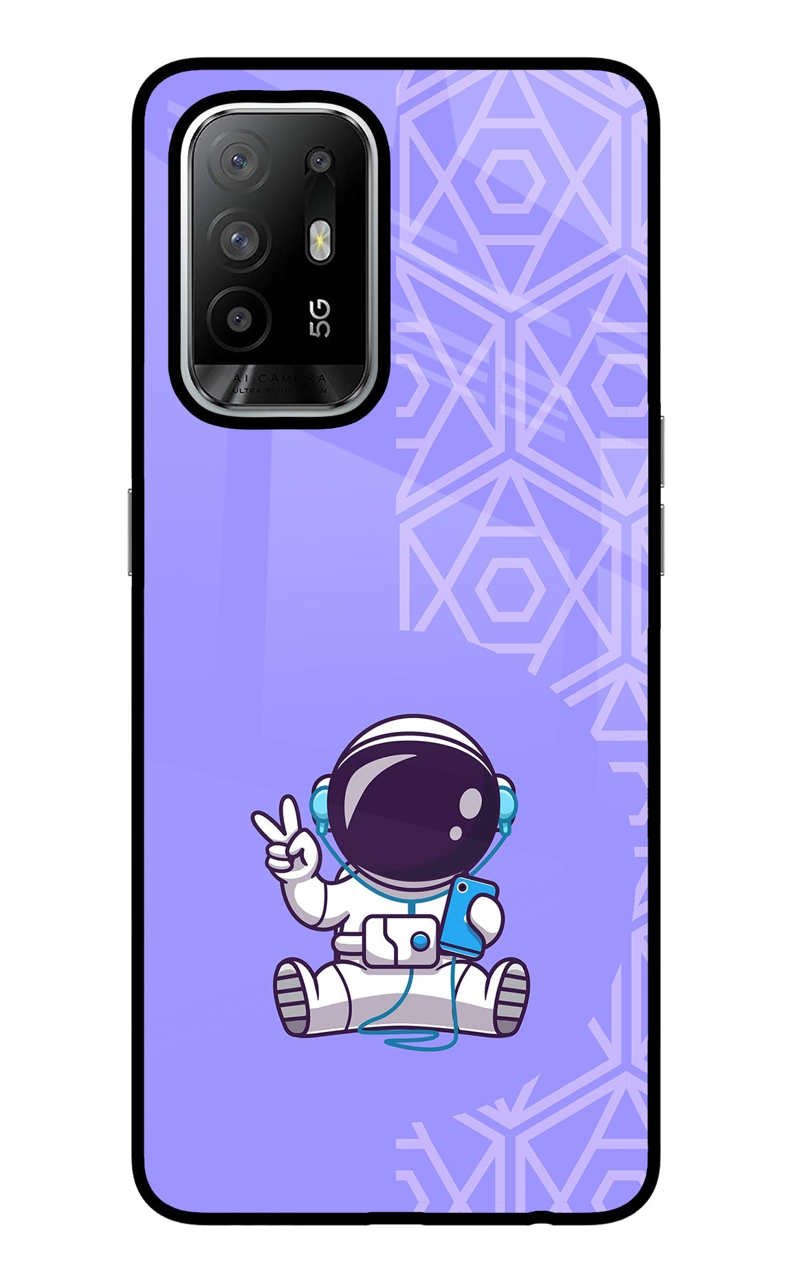 Cute Astronaut Chilling Oppo F19 Pro+ Glass Case