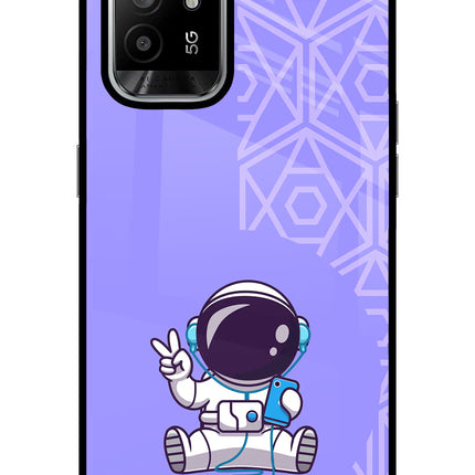 Cute Astronaut Chilling Oppo F19 Pro+ Glass Case Back Cover by Casekaro