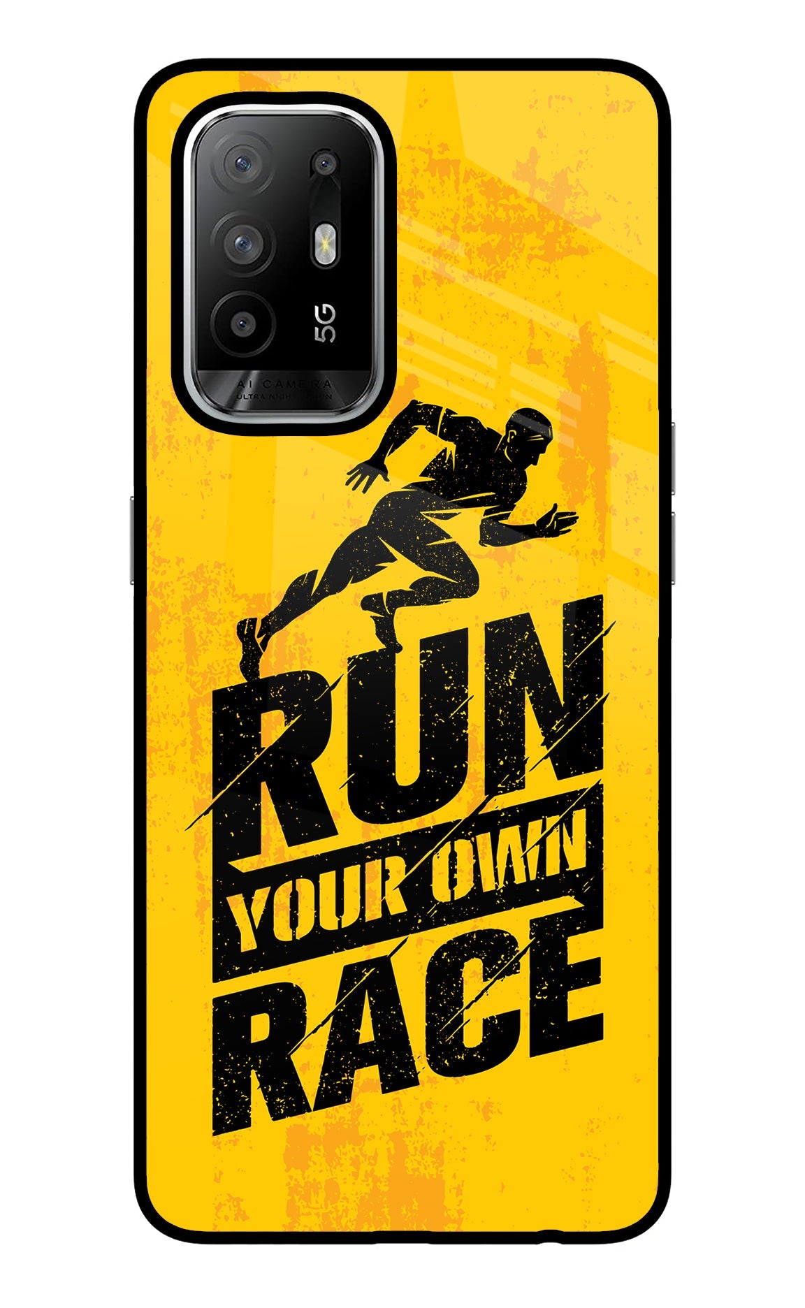 Run Your Own Race Oppo F19 Pro+ Glass Case