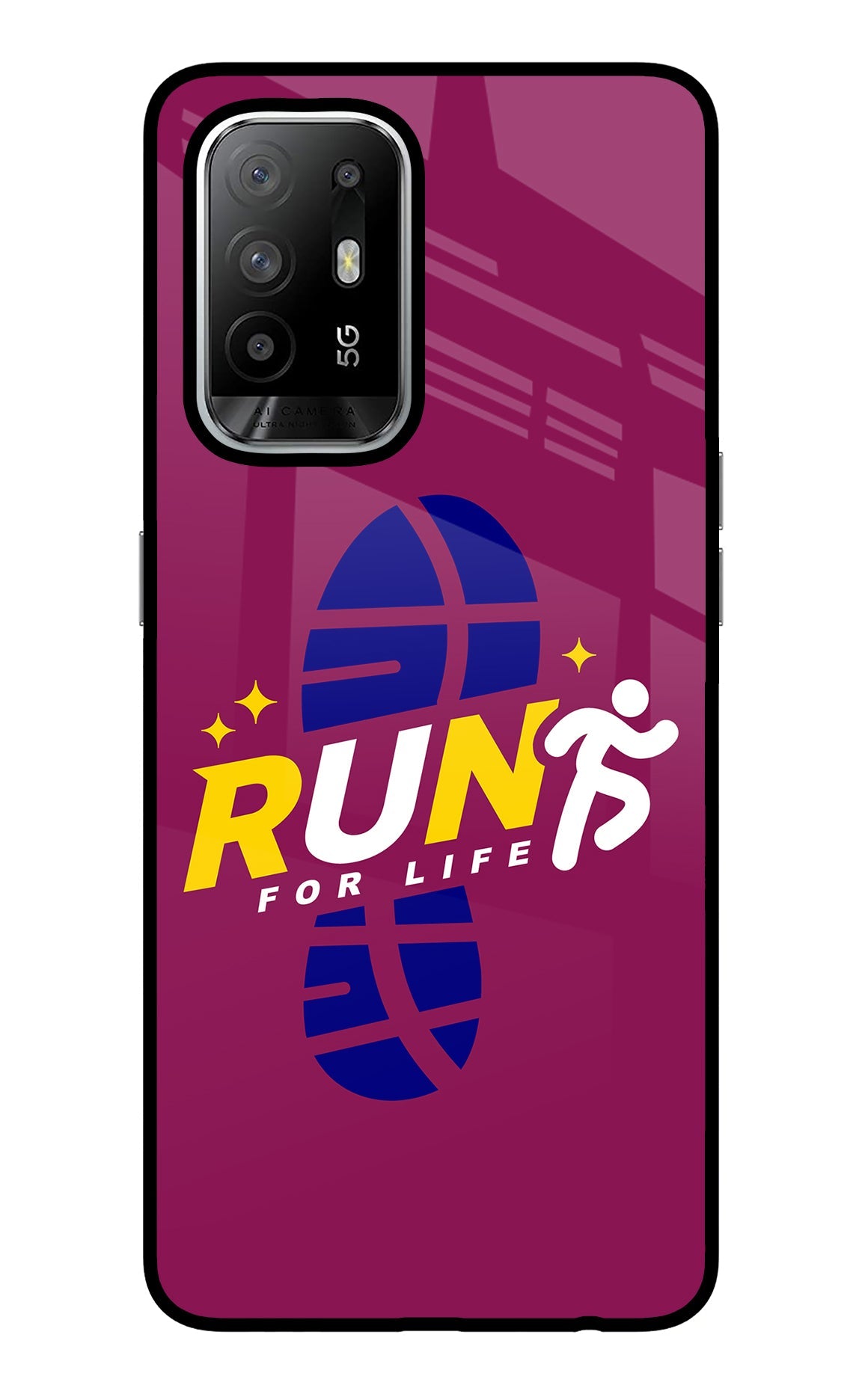 Run for Life Oppo F19 Pro+ Glass Case