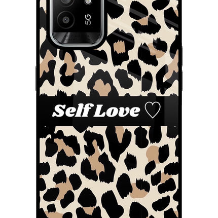 Leopard Print Self Love Oppo F19 Pro+ Glass Case Back Cover by Casekaro