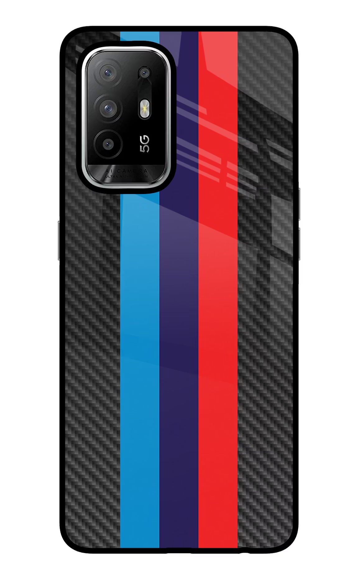 BMW Stripes Pattern Oppo F19 Pro+ Glass Case Back Cover by Casekaro