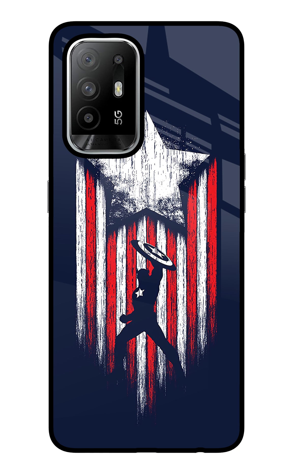 Captain America Marvel Art Oppo F19 Pro+ Glass Case