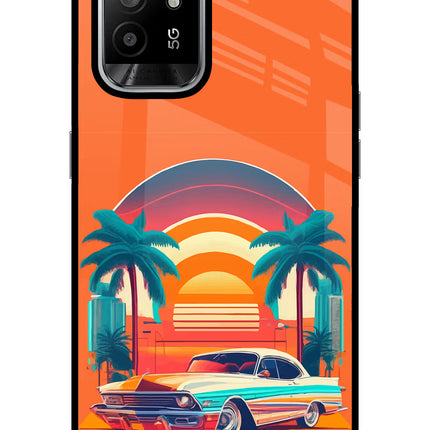 Palm Drive 80s Oppo F19 Pro+ Glass Case Back Cover by Casekaro