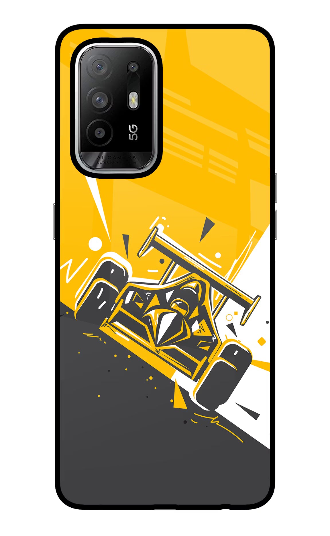 Track King Oppo F19 Pro+ Glass Case Back Cover by Casekaro