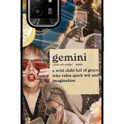 Gemini Zodiac Oppo F19 Pro+ Glass Case Back Cover by Casekaro