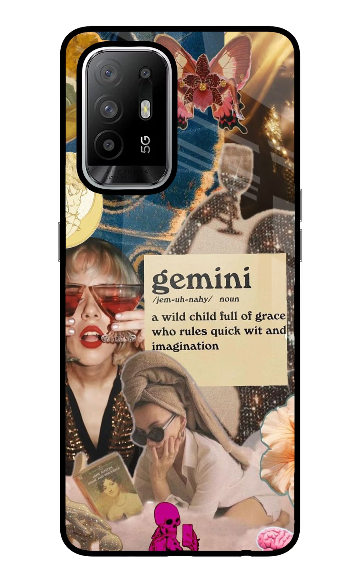 Gemini Zodiac Oppo F19 Pro+ Glass Case Back Cover by Casekaro