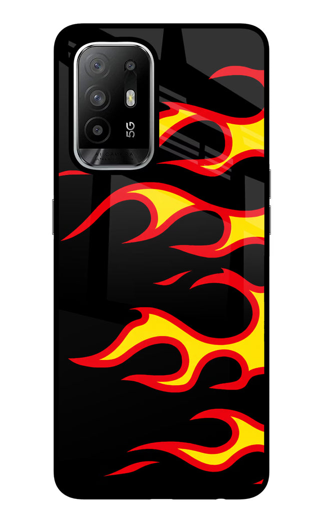 Side Sweep Flames Oppo F19 Pro+ Glass Case