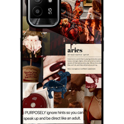 Zodiac Aries Oppo F19 Pro+ Glass Case Back Cover by Casekaro
