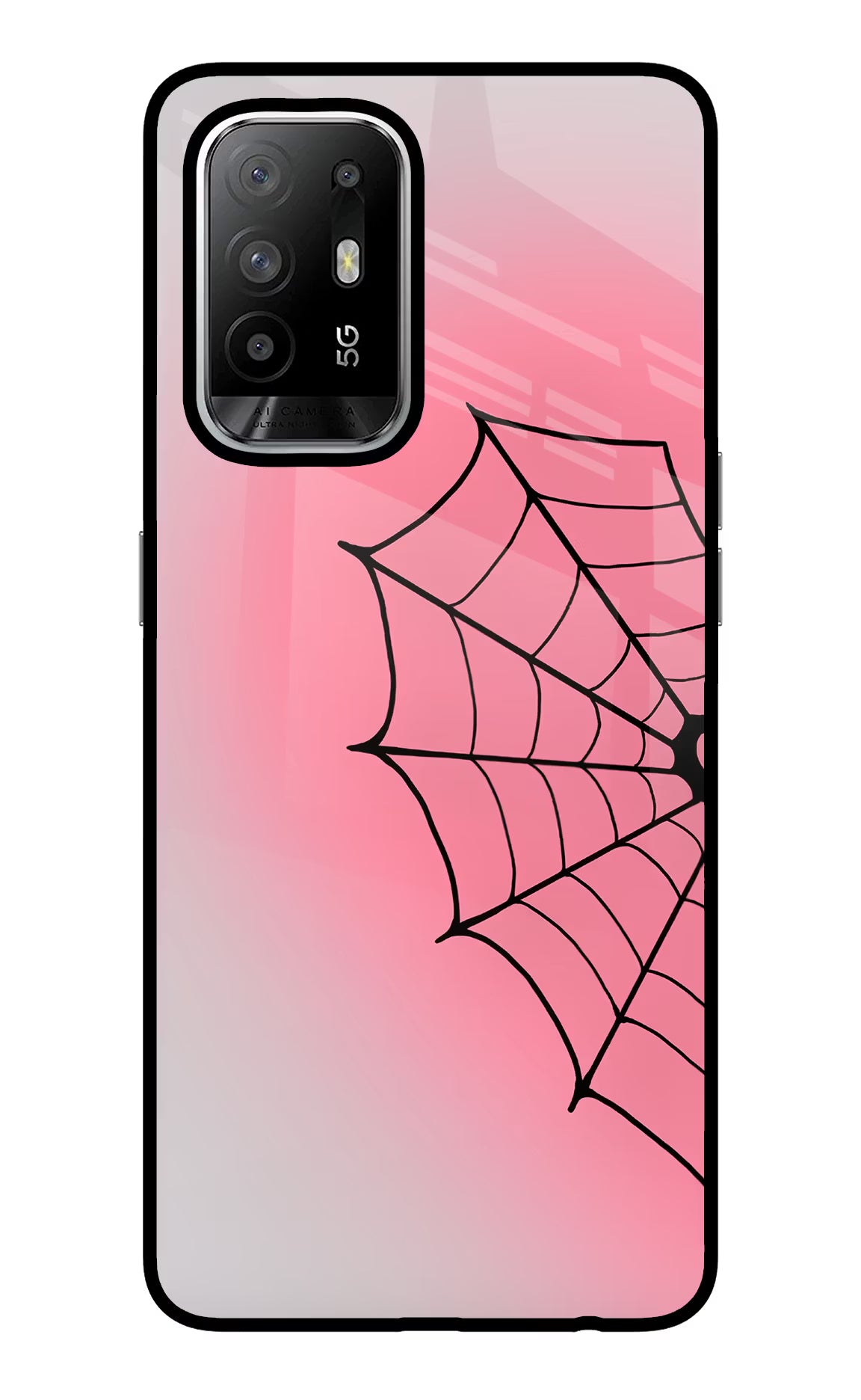 Pink Web Oppo F19 Pro+ Glass Case