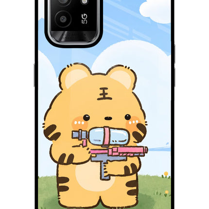 Tiger Treat Oppo F19 Pro+ Glass Case Back Cover by Casekaro