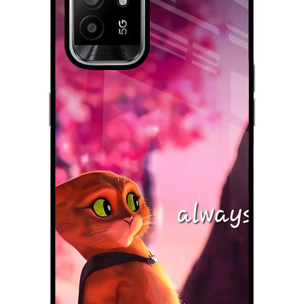 Always Cat Oppo F19 Pro+ Glass Case Back Cover by Casekaro