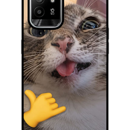 Silly Cat Call Oppo F19 Pro+ Glass Case Back Cover by Casekaro