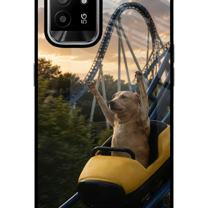 Rollercoaster Dog Oppo F19 Pro+ Glass Case Back Cover by Casekaro