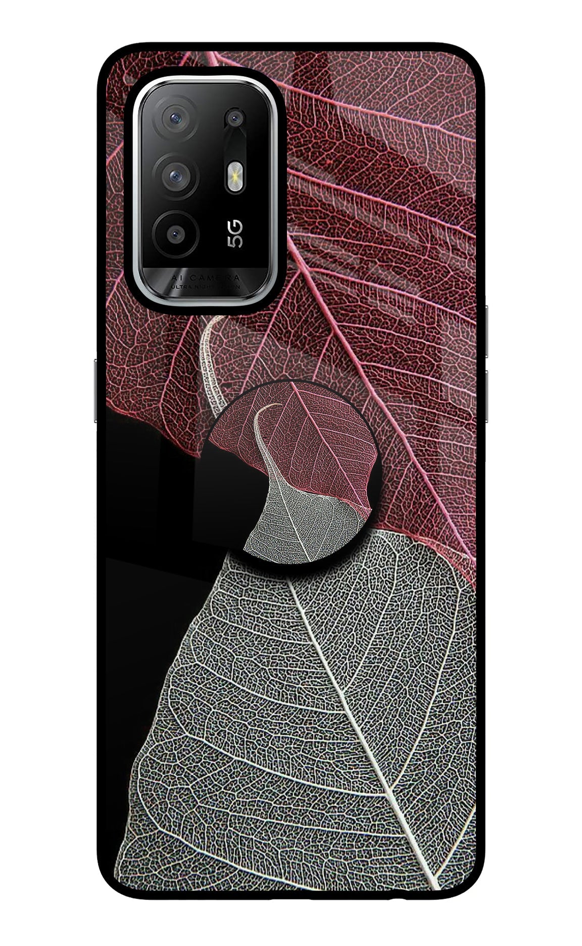 Leaf Pattern Oppo F19 Pro+ Glass Case