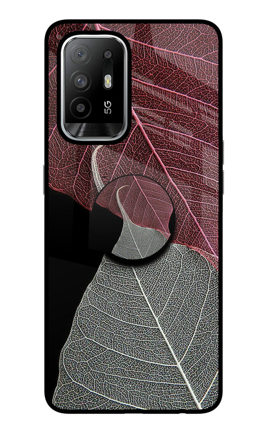 Leaf Pattern Oppo F19 Pro+ Glass Case