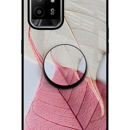 White Pink Leaf Oppo F19 Pro+ Glass Case