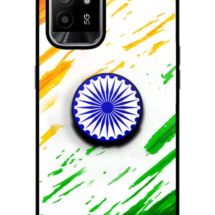 Indian Flag Ashoka Chakra Oppo F19 Pro+ Glass Case