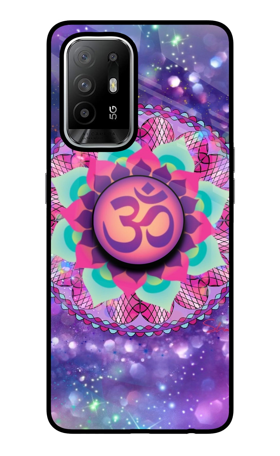 Om Purple Oppo F19 Pro+ Glass Case